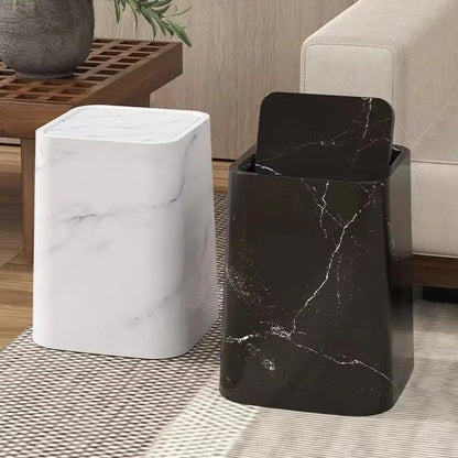 Luxury Marble Trash Can with Swing Top