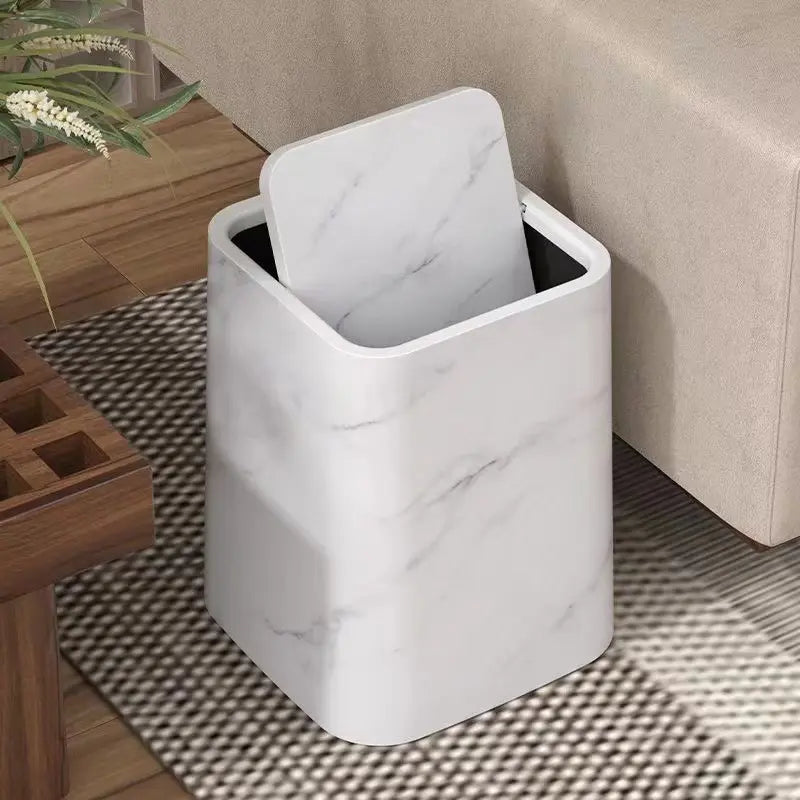 Luxury Marble Trash Can with Swing Top