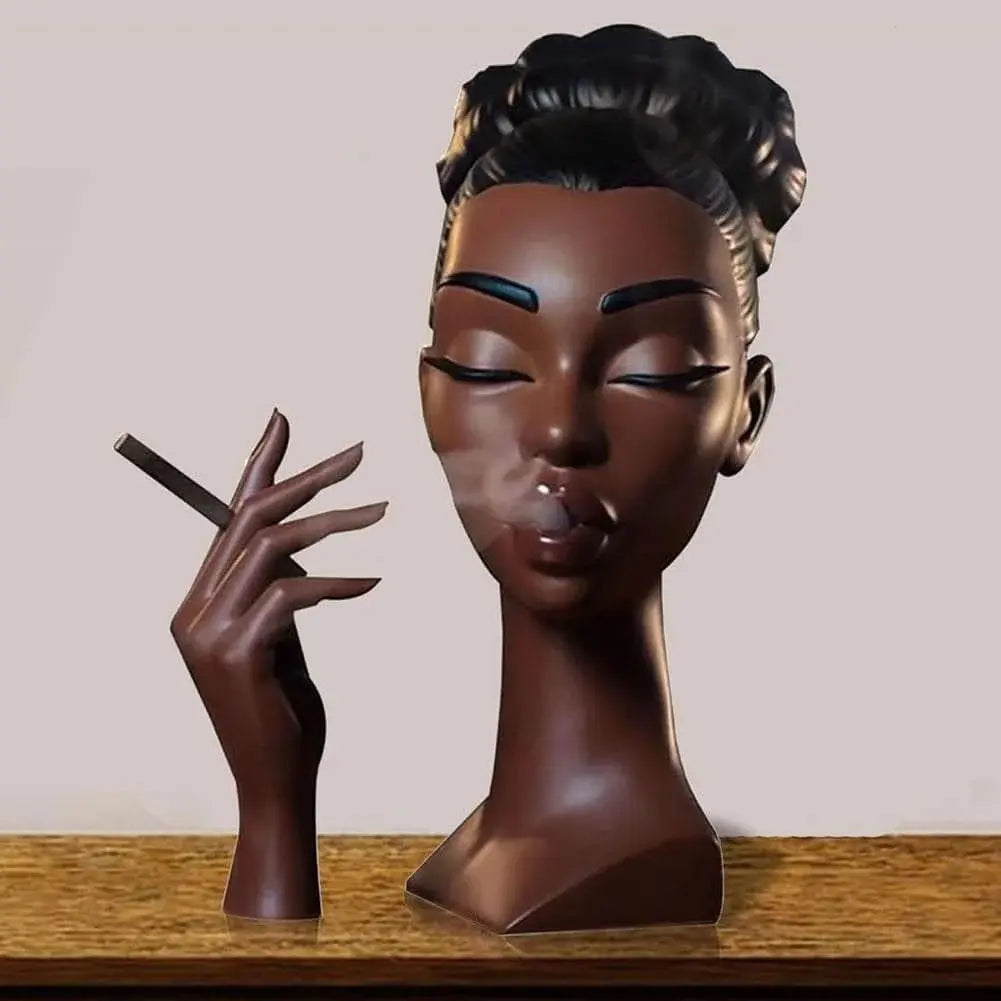 Beautiful Black Female Incense Holder Statue - Cofik