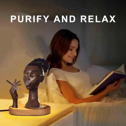 Beautiful Black Female Incense Holder Statue