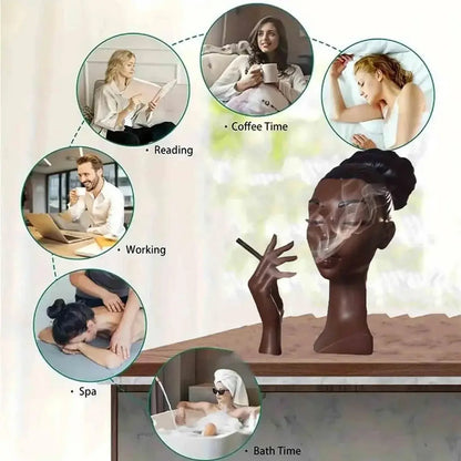 Beautiful Black Female Incense Holder Statue