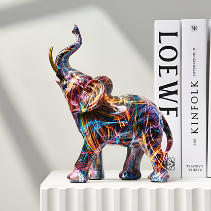 Vibrant Elephant Figurine - Colorful Home Decor Statue