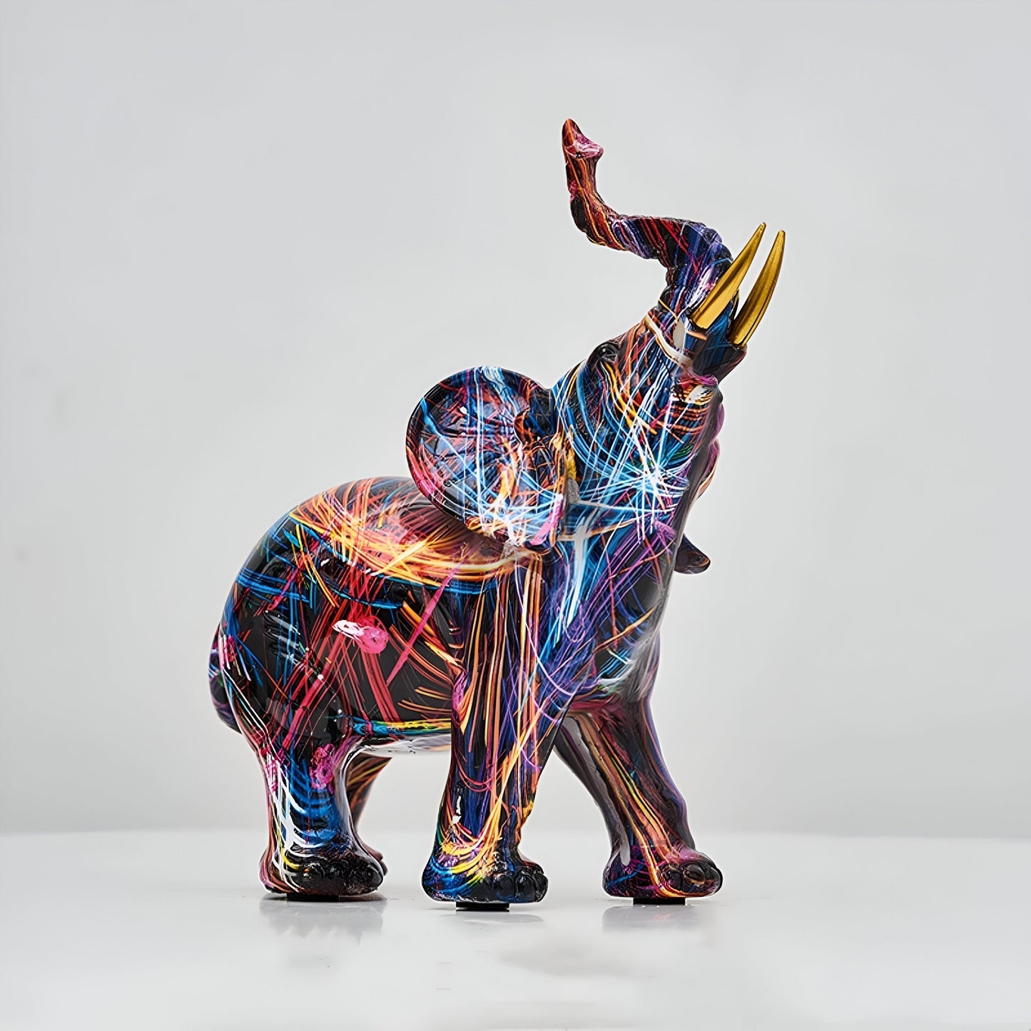 Vibrant Elephant Figurine - Colorful Home Decor Statue