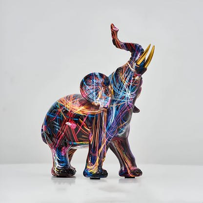 Vibrant Elephant Figurine - Colorful Home Decor Statue