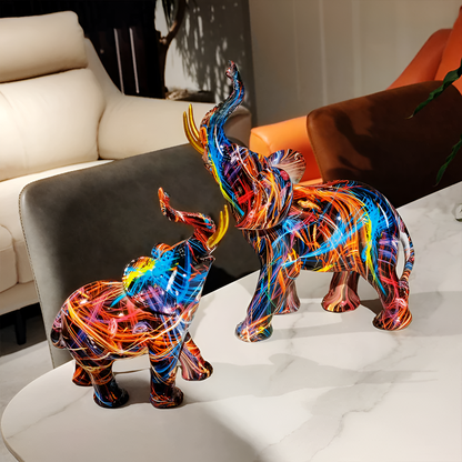 Vibrant Elephant Figurine - Colorful Home Decor Statue