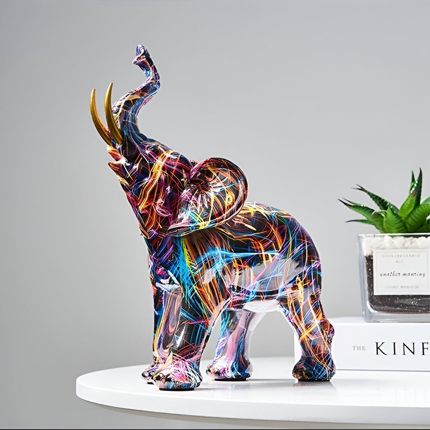 Vibrant Elephant Figurine - Colorful Home Decor Statue - Cofik