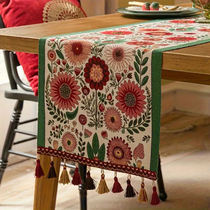 Decorative Flower Fringe Table Runner