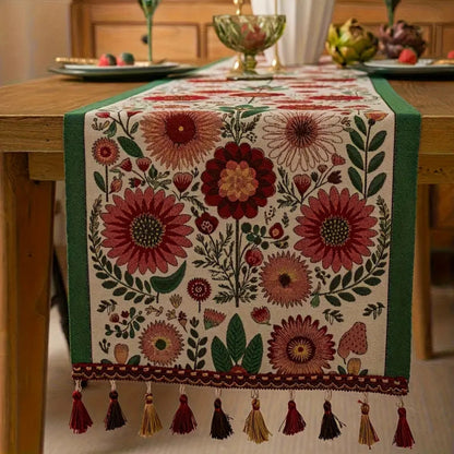Decorative Flower Fringe Table Runner
