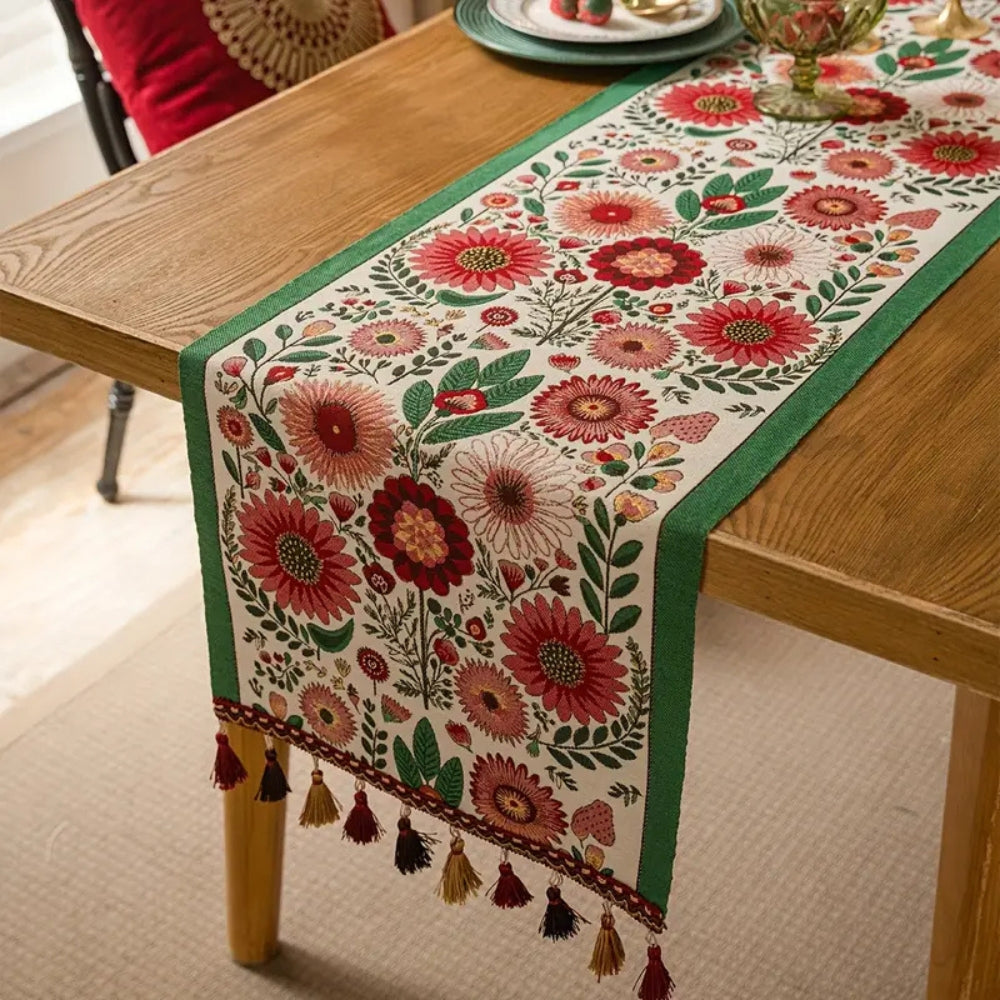 Decorative Flower Fringe Table Runner