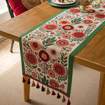 Decorative Flower Fringe Table Runner