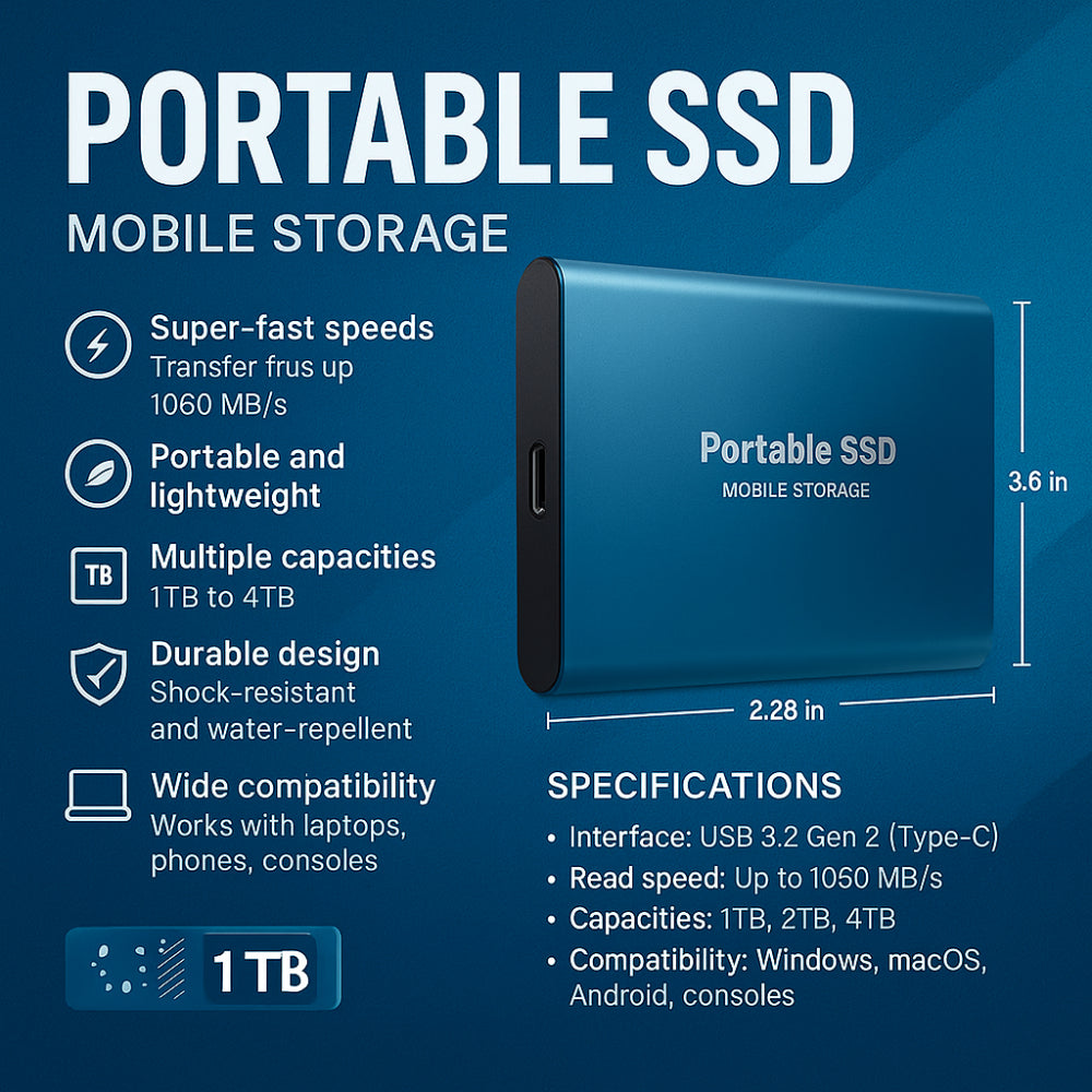 Compact Aluminum USB Portable Hard Drive