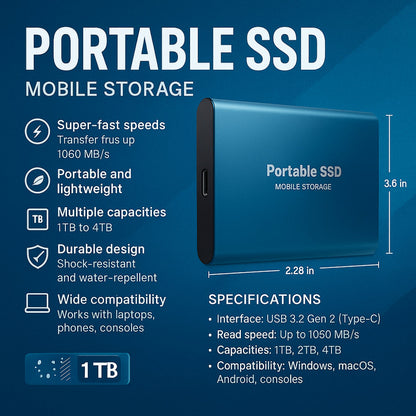 Compact Aluminum USB Portable Hard Drive