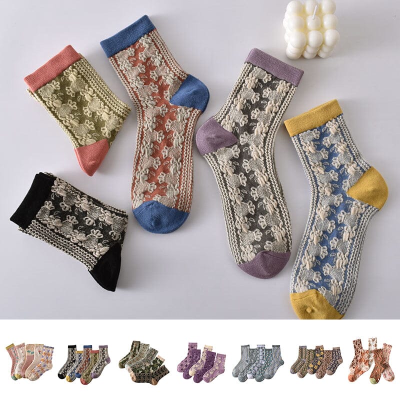 Colorful Womens Flower Patterned Socks (10 Pack)