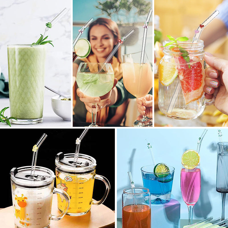 Colorful Reusable Drinking Straws with Cleaner Brush Set