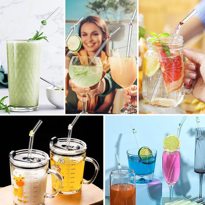 Colorful Reusable Drinking Straws with Cleaner Brush Set