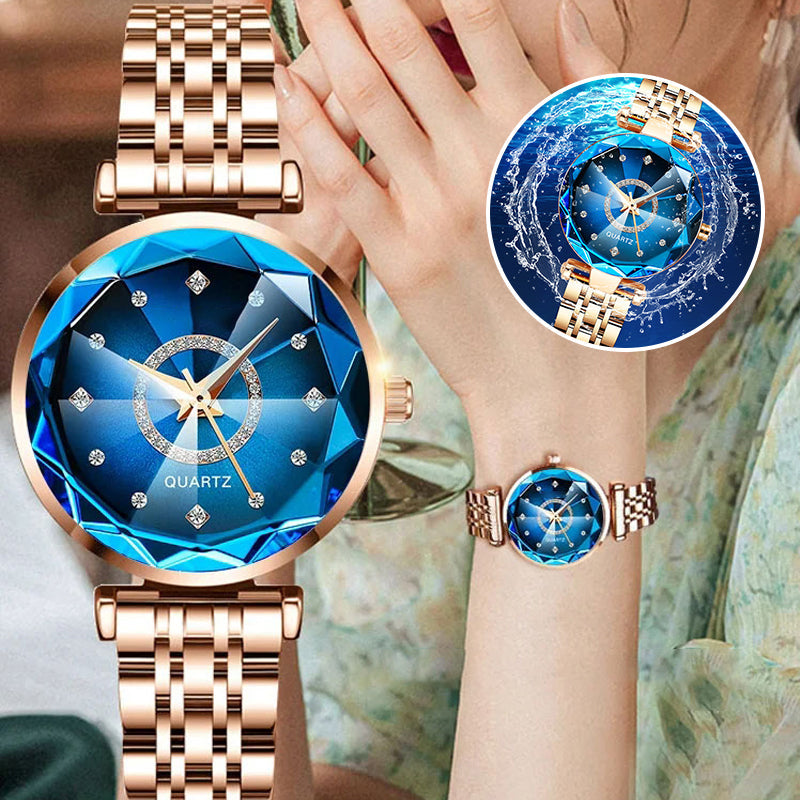 Glittering Diamond Face Women's Water Resistant Watch