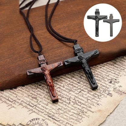 Wooden Cross Pendant Necklace