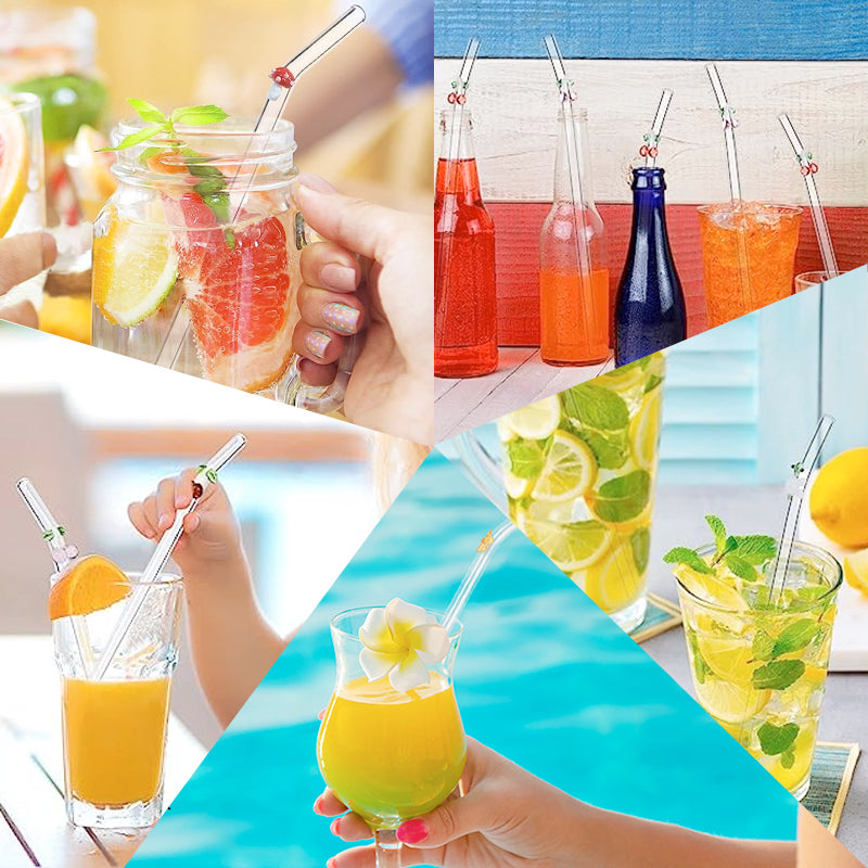 Colorful Reusable Drinking Straws with Cleaner Brush Set