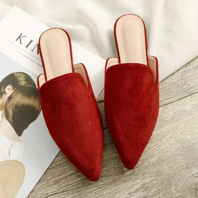 Luxury Suede Pointed Toe Mule Shoes