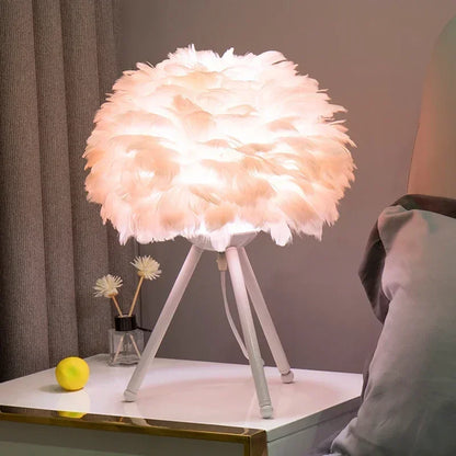 Soft Feather Table Lamp – Classic Warm Lighting - Cofik