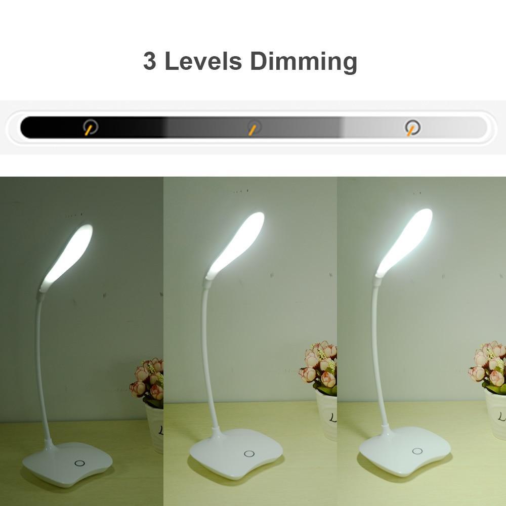 Portable 14 LED Desk Lamp with USB Rechargeable Dimmer