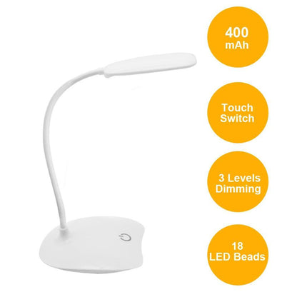 Portable 14 LED Desk Lamp with USB Rechargeable Dimmer
