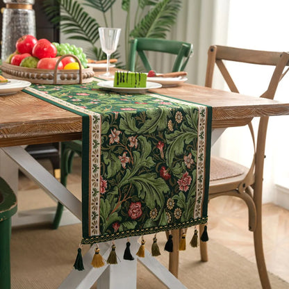 Elegant Floral Embroidered Table Runner