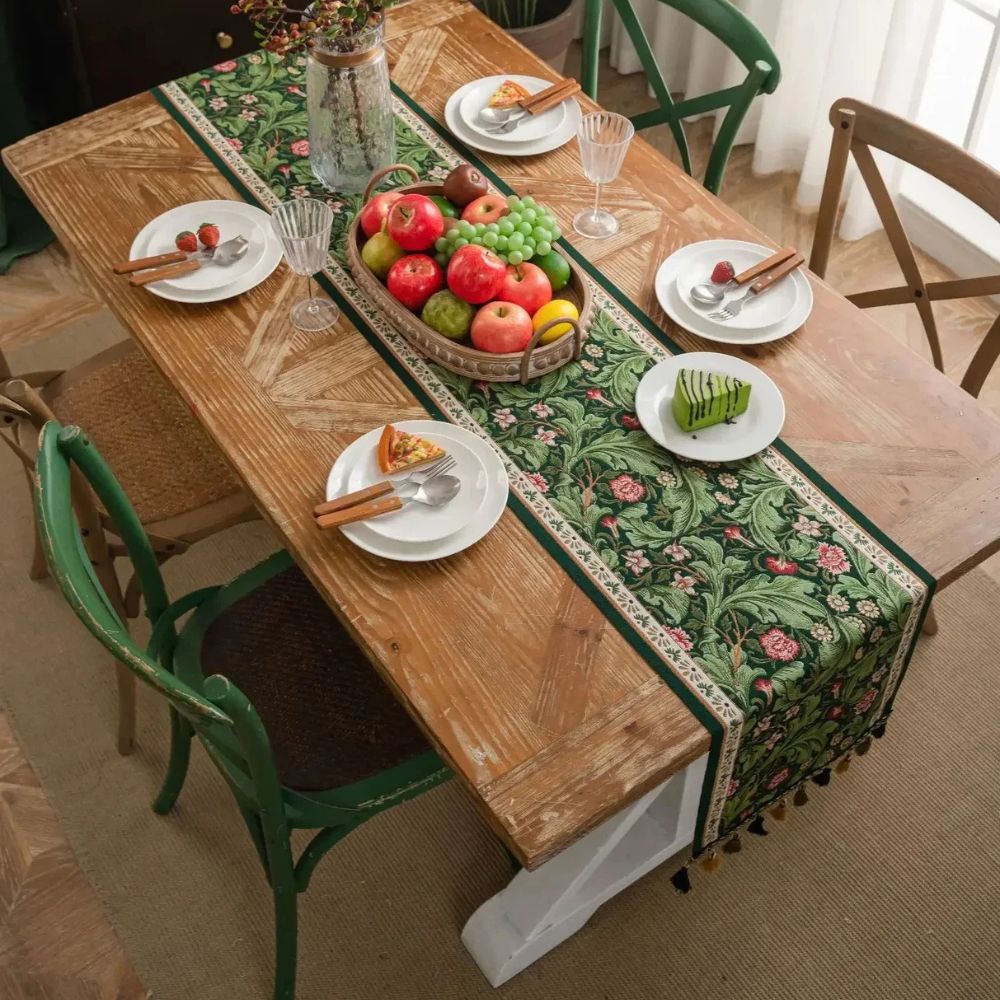 Elegant Floral Embroidered Table Runner - Cofik
