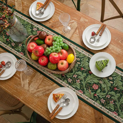 Elegant Floral Embroidered Table Runner