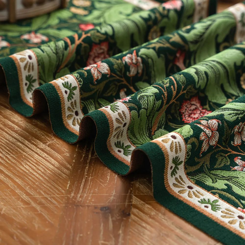 Elegant Floral Embroidered Table Runner