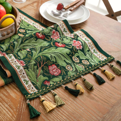 Elegant Floral Embroidered Table Runner
