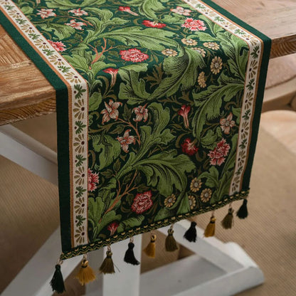 Elegant Floral Embroidered Table Runner