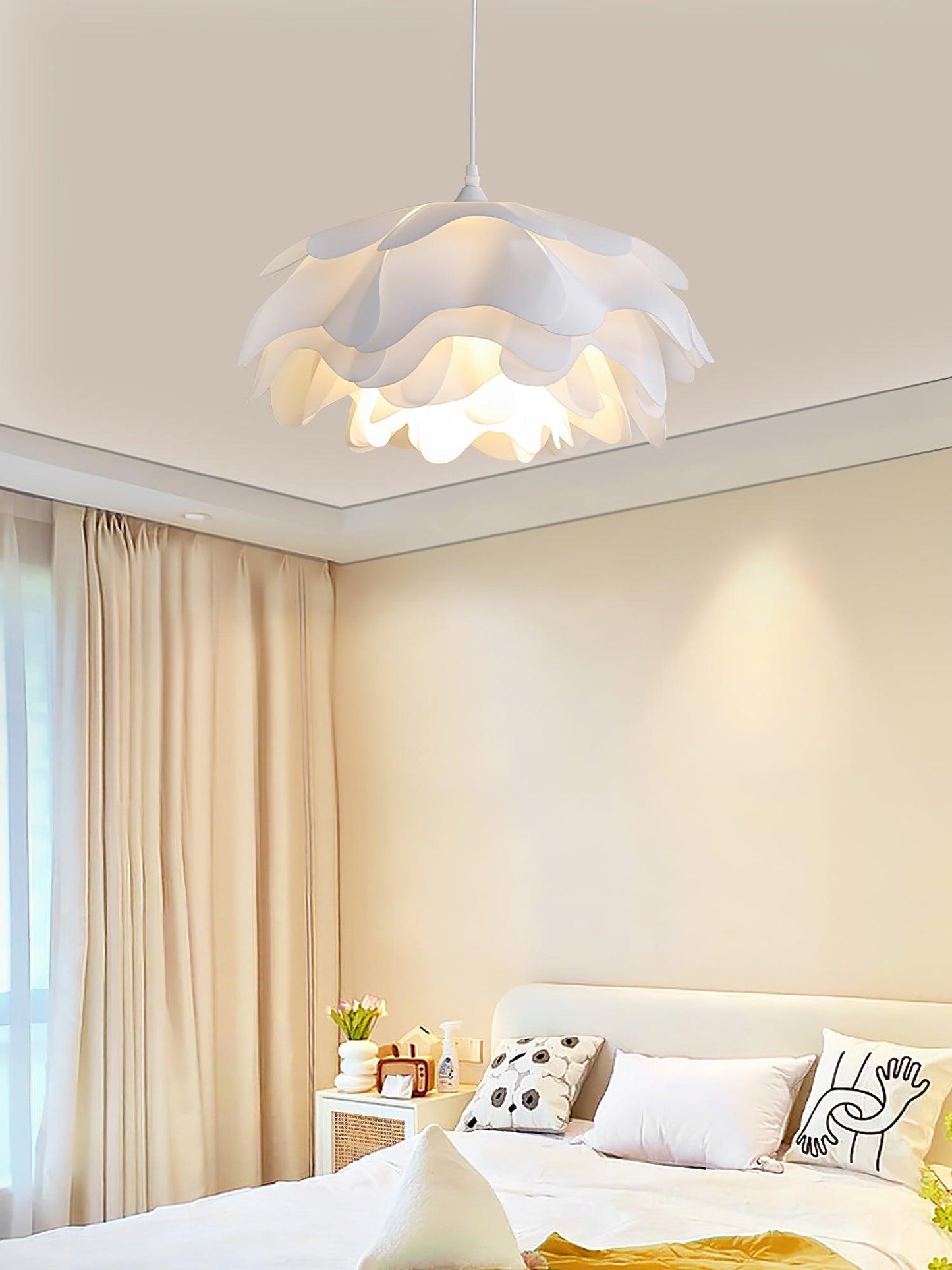 Beautiful Floral Glass Hanging Lamp