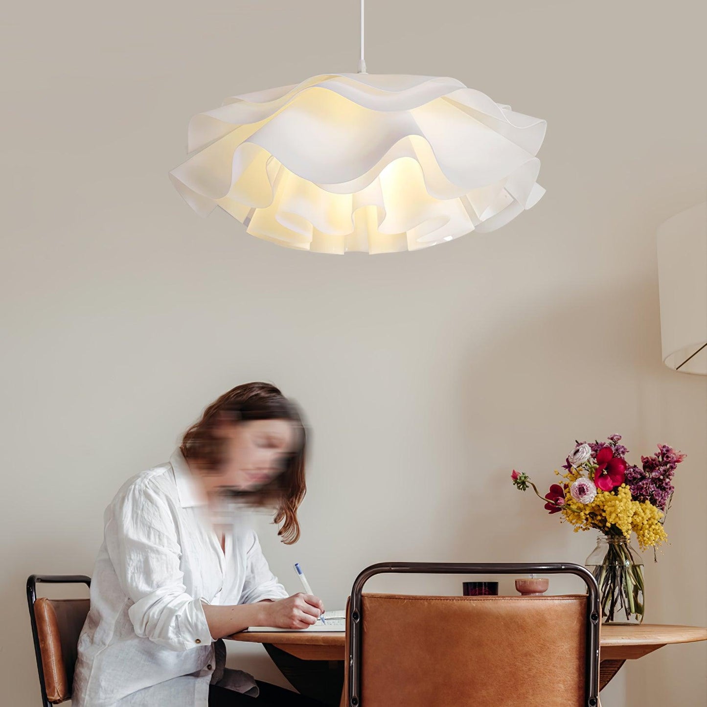 Beautiful Floral Glass Hanging Lamp