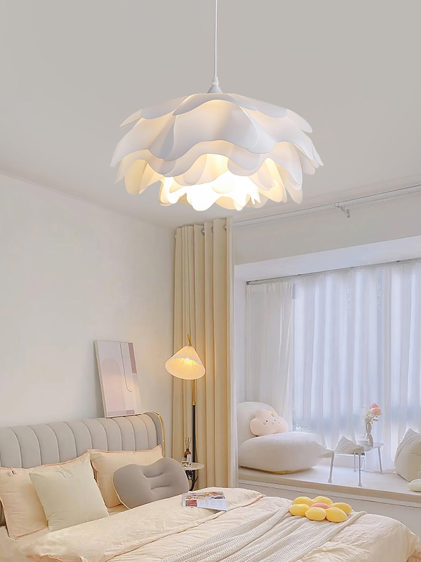 Beautiful Floral Glass Hanging Lamp