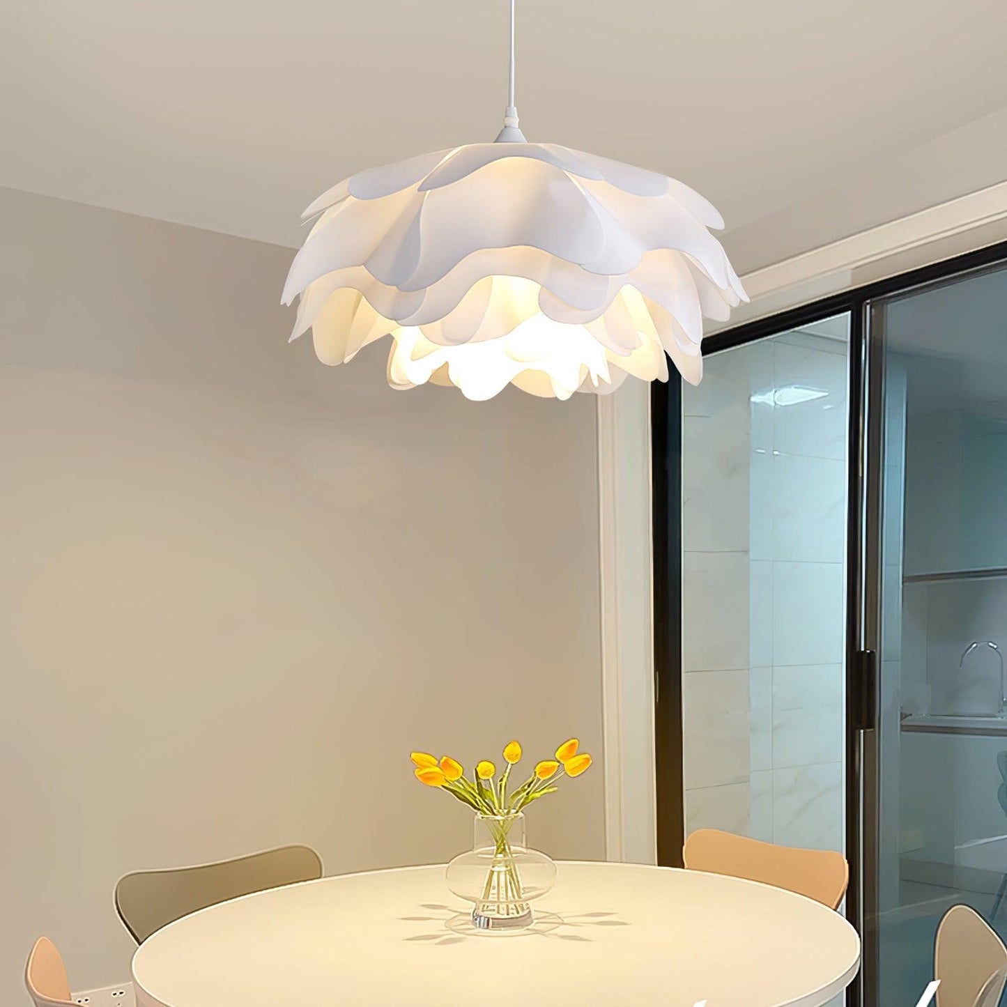 Beautiful Floral Glass Hanging Lamp