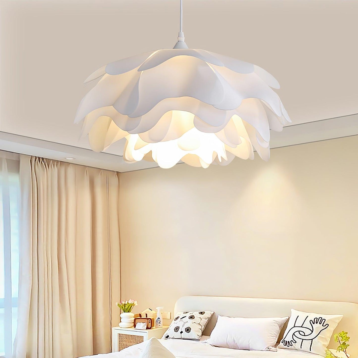 Beautiful Floral Glass Hanging Lamp