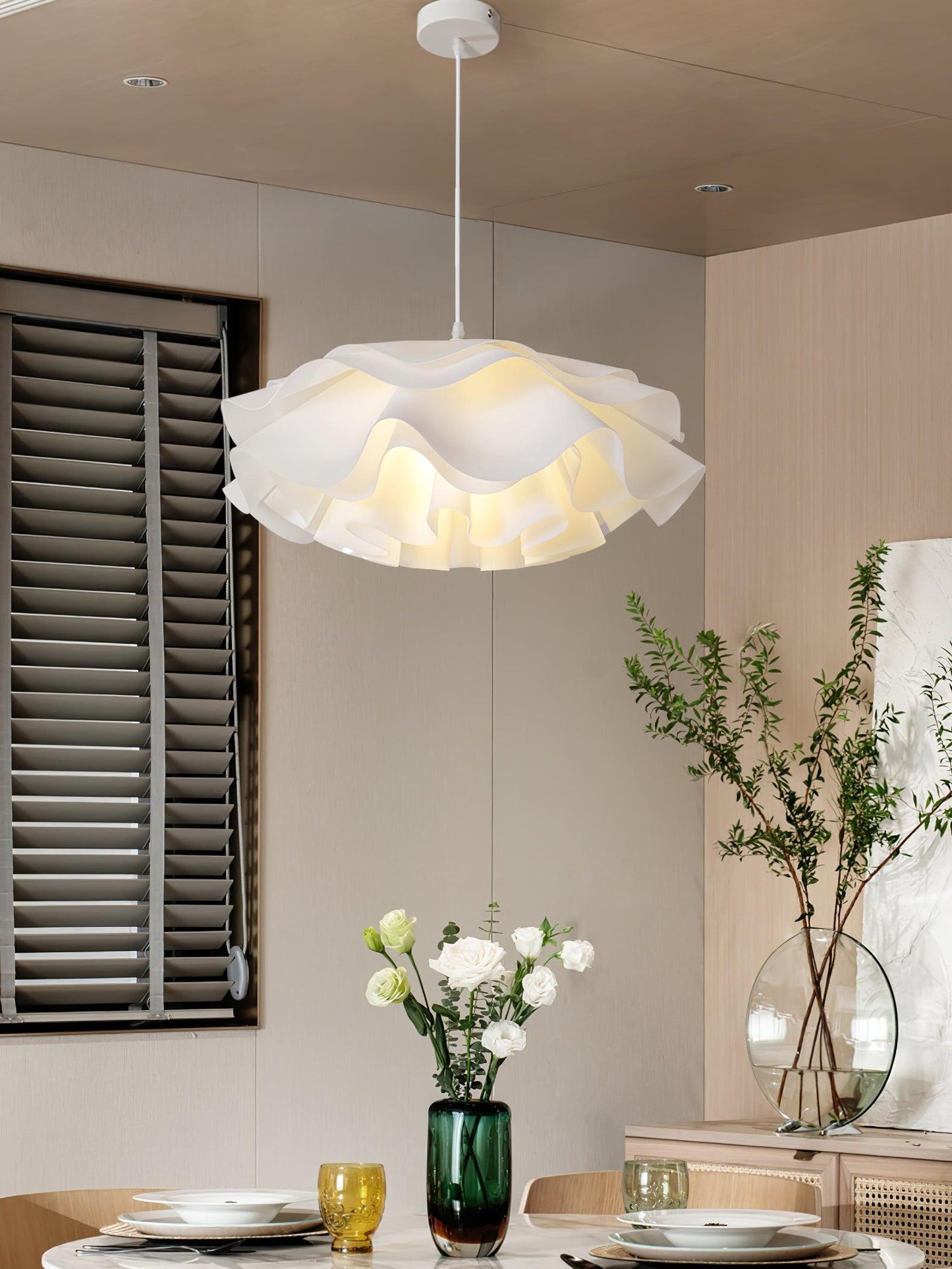 Beautiful Floral Glass Hanging Lamp