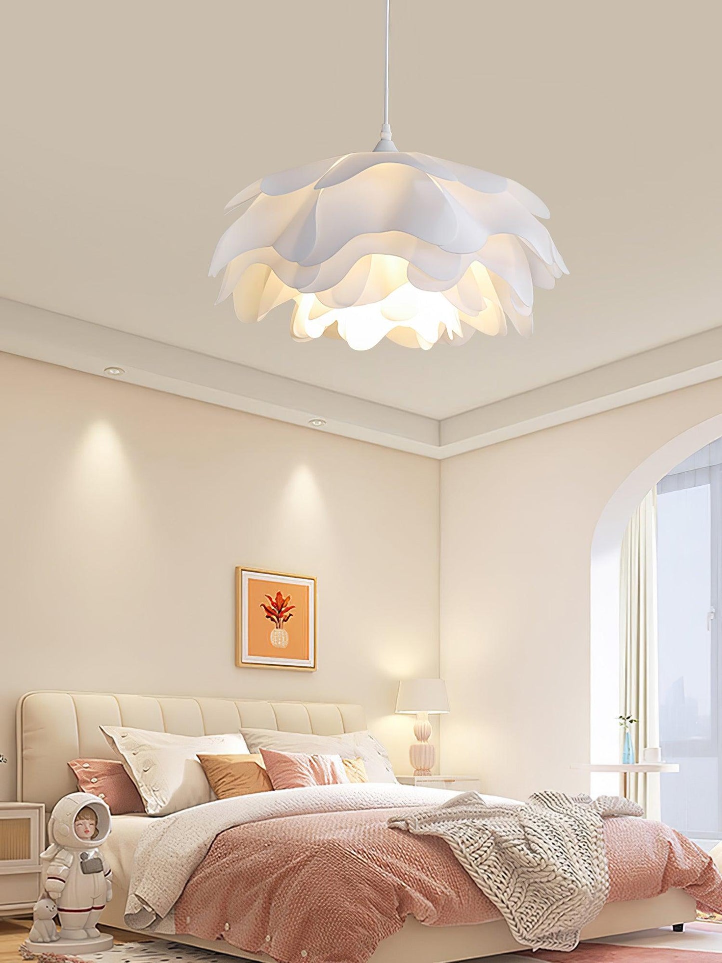Beautiful Floral Glass Hanging Lamp
