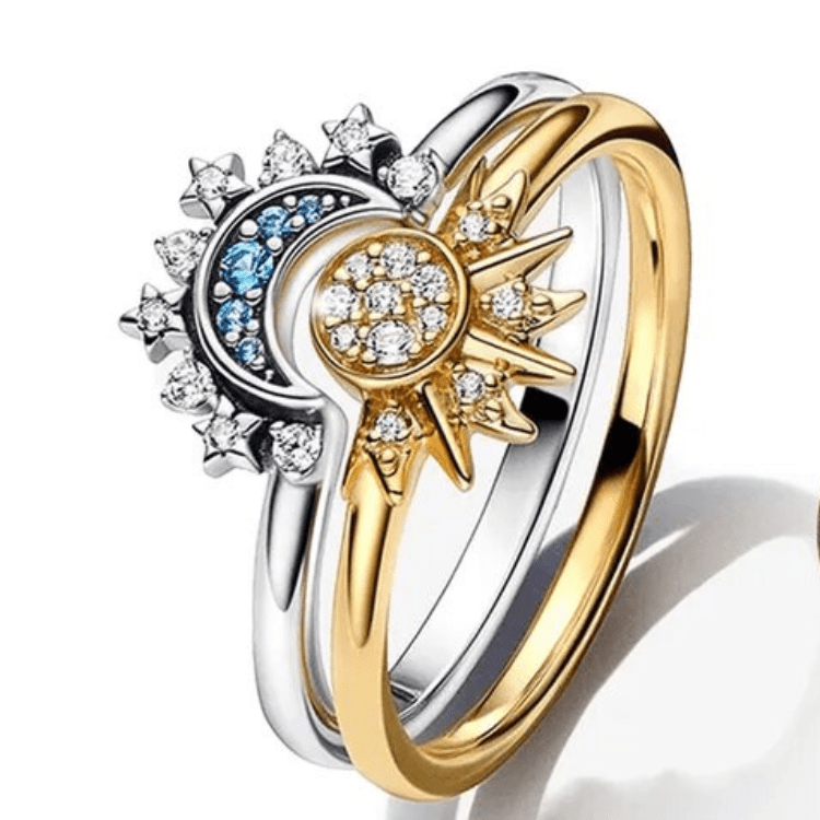 Beautiful Sterling Silver Moon Sun Ring