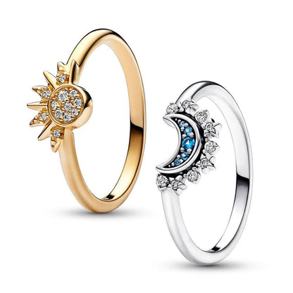 Beautiful Sterling Silver Moon Sun Ring - Cofik