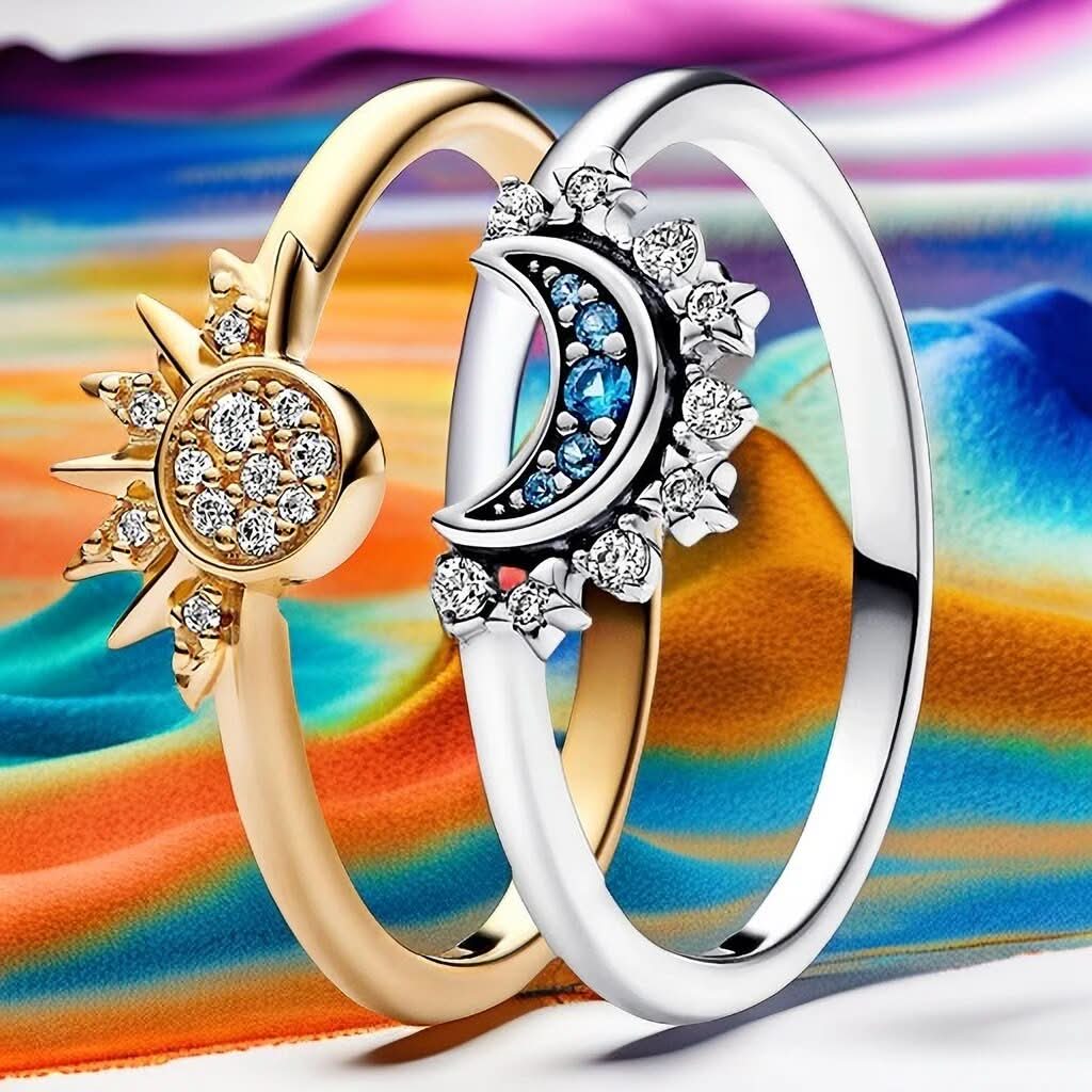 Beautiful Sterling Silver Moon Sun Ring