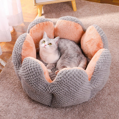 Cozy Pet Bed Soft Floral Pattern for Cats Dogs