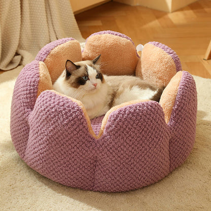 Cozy Pet Bed Soft Floral Pattern for Cats Dogs