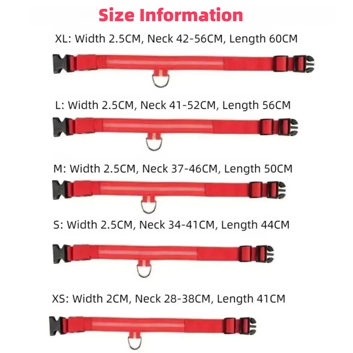 Visible LED Dog Collar with Adjustable Strap