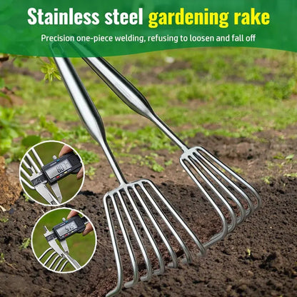 Heavy Duty Steel Garden Rake with Comfort Grip