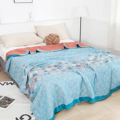 Breathable Floral Throw, Gentle Cotton Blanket - Cofik