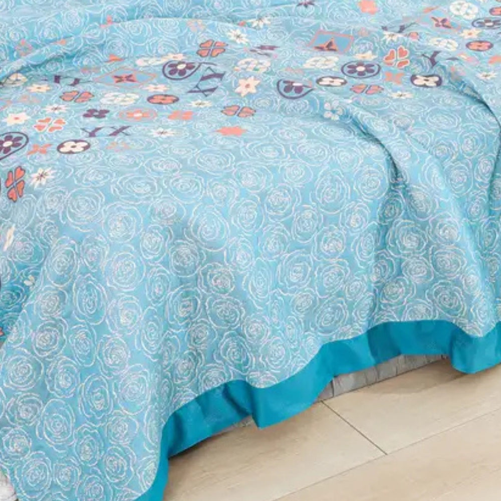 Breathable Floral Throw, Gentle Cotton Blanket