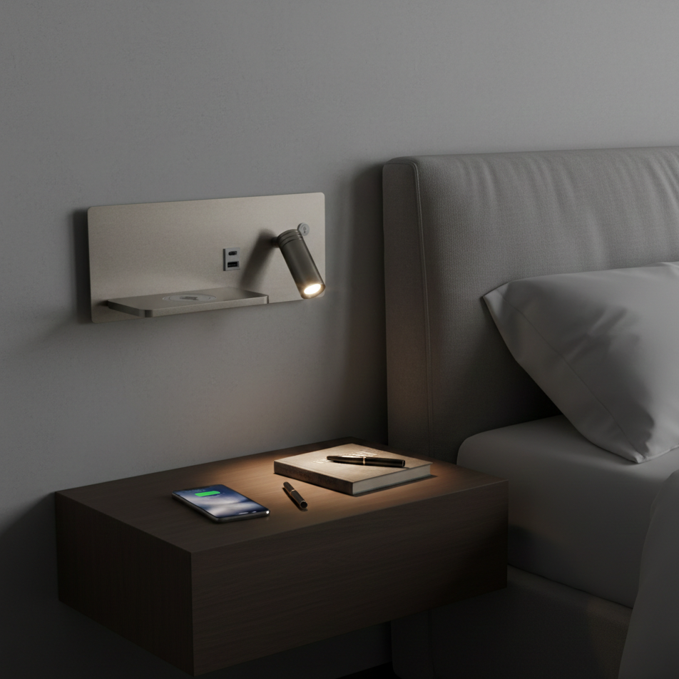 Smart LED Wall Light with USB and Storage