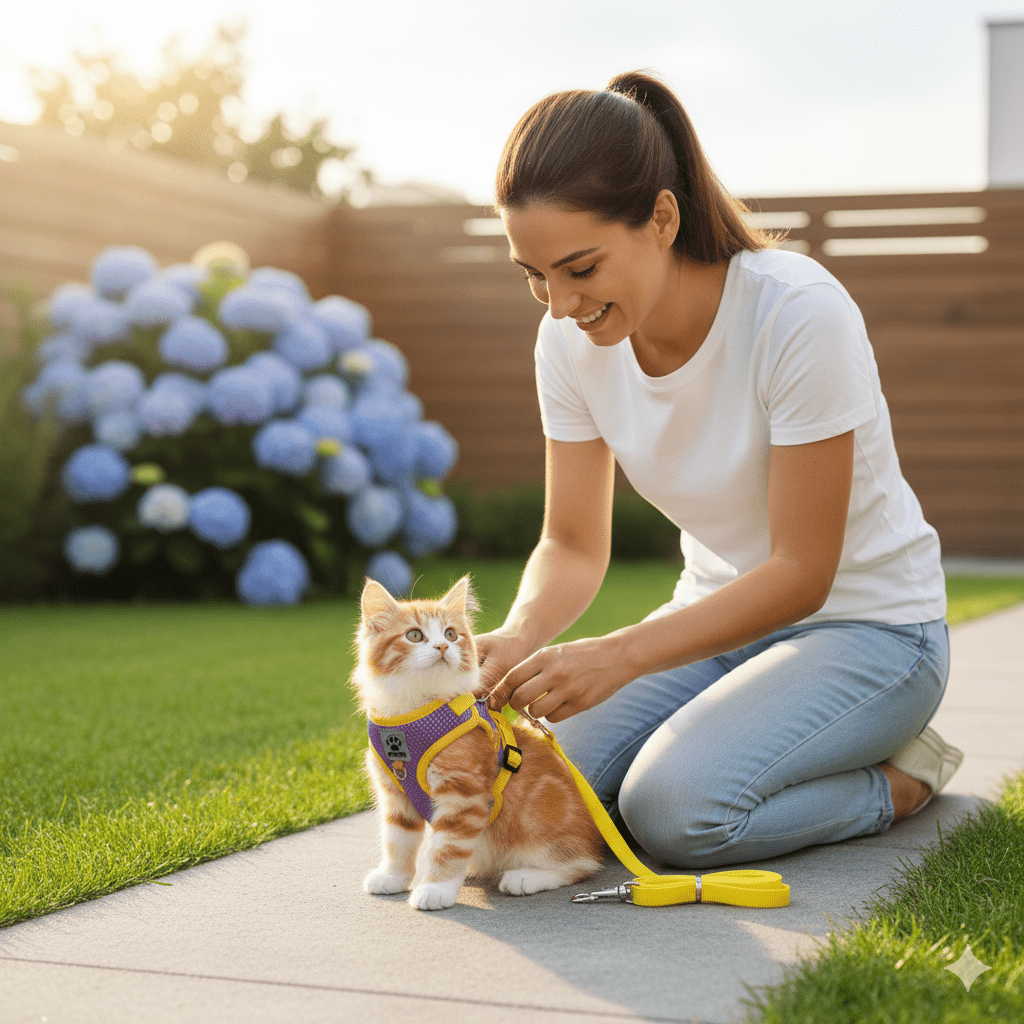 Safe Cat Harness with Reflective Straps